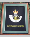 Large Embroidered Badge in a 20 x 16 Mahogany Wood Frame - Durham Light Infantry
