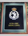 Large Embroidered Badge in a 20 x 16 Mahogany Wood Frame - Royal Army Dental Corps