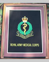 Large Embroidered Badge in a 20 x 16 Mahogany Wood Frame - Royal Army Medical Corps