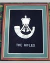Large Embroidered Badge in a 20 x 16 Mahogany Wood Frame - The Rifles