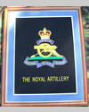 Large Embroidered Badge in a 20 x 16 Mahogany Wood Frame - The Royal Artillery